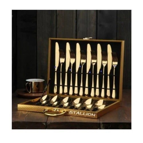 12Pc Gold Plated Stainless Steel Cutlery Set