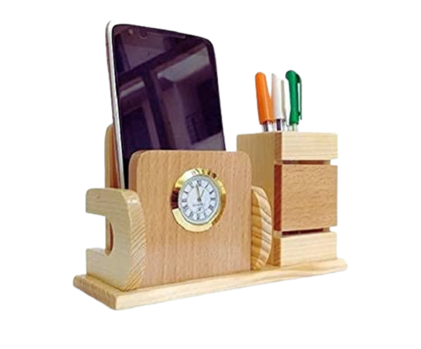 Wooden handicraft combo wooden office pen stand stationery organiser