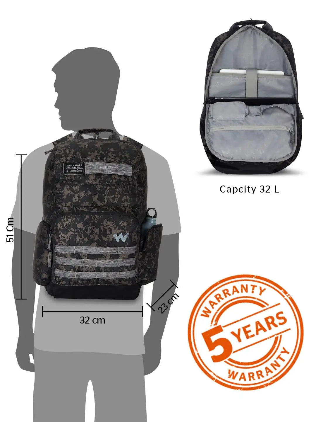 Safara Brown Tactical 4 15 inch Laptop Backpack