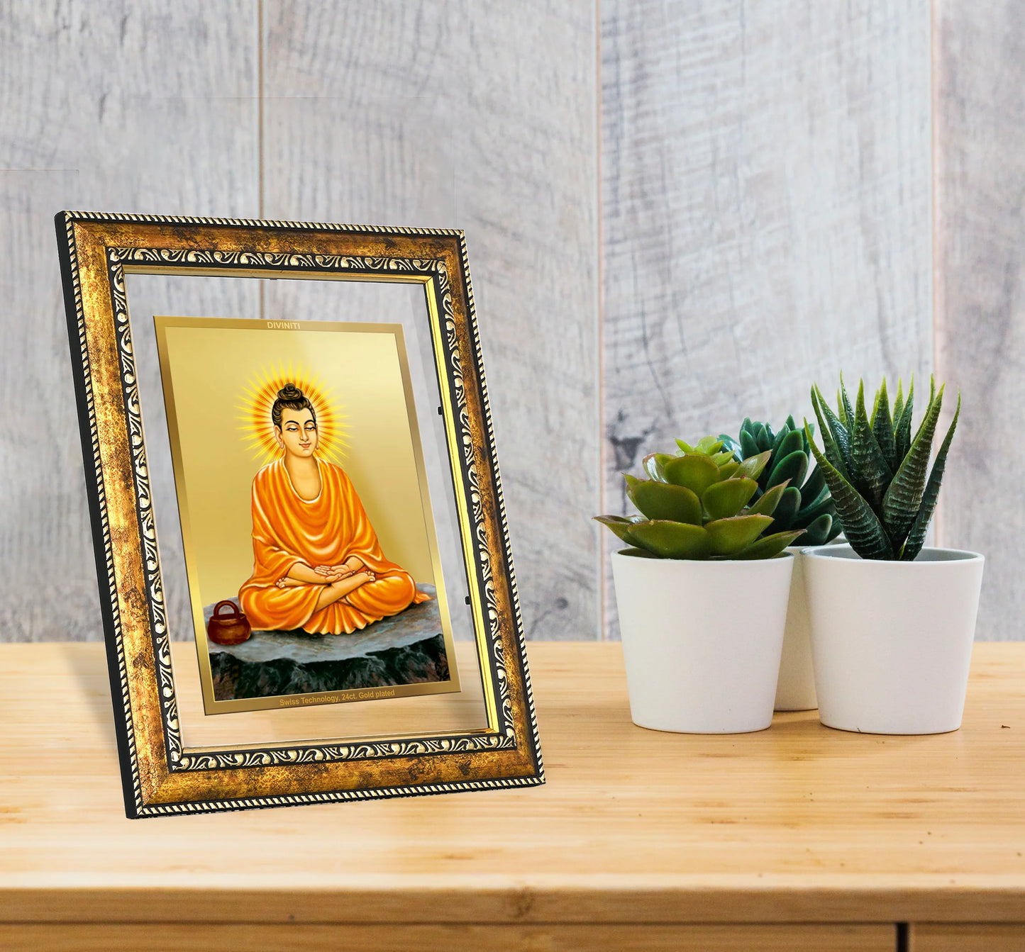Buddha Gold Plated Wall Photo Frame, Table Decor
