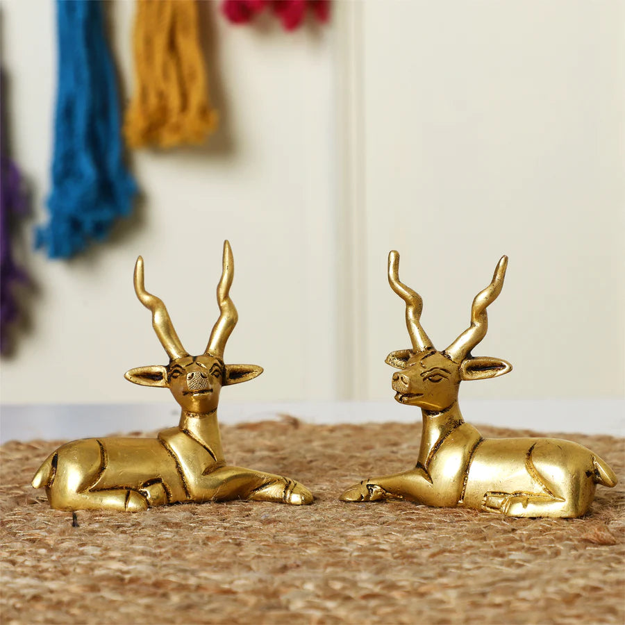Art Brass Deer Statue (Small Pair)