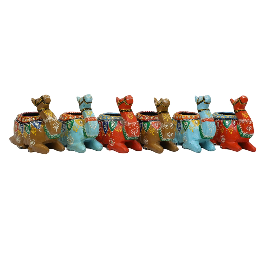 Wooden Camel Candle Stand Set of 3