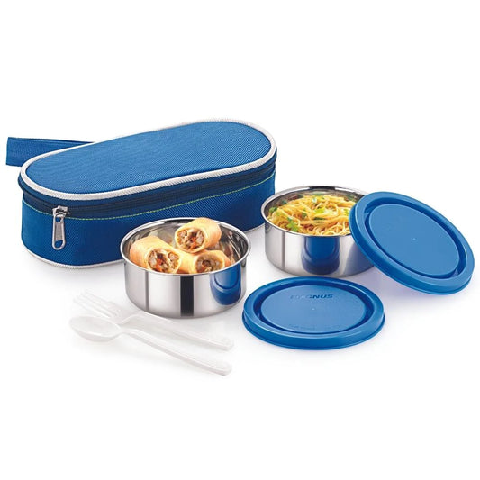 2 Airtight and Leakproof Stainless Steel Lunch Box with Carrying Bag 2 Containers Lunch Box