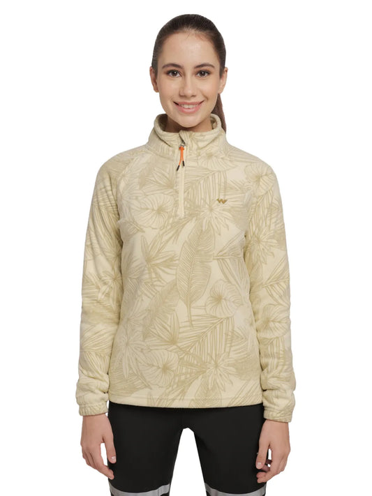 Women Printed Half Zip Fleece Jacket