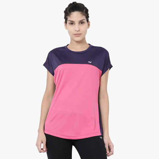 Women Poly Blocked Crewneck T-shirt