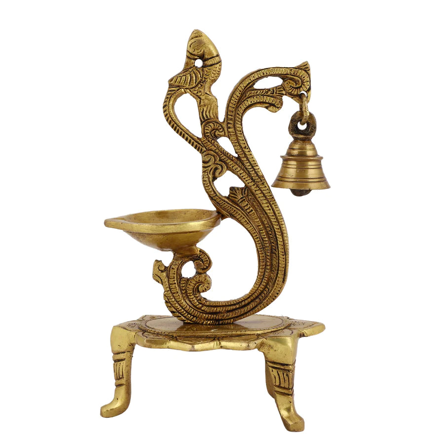 Art Brass Peacock Diya (Type 8)