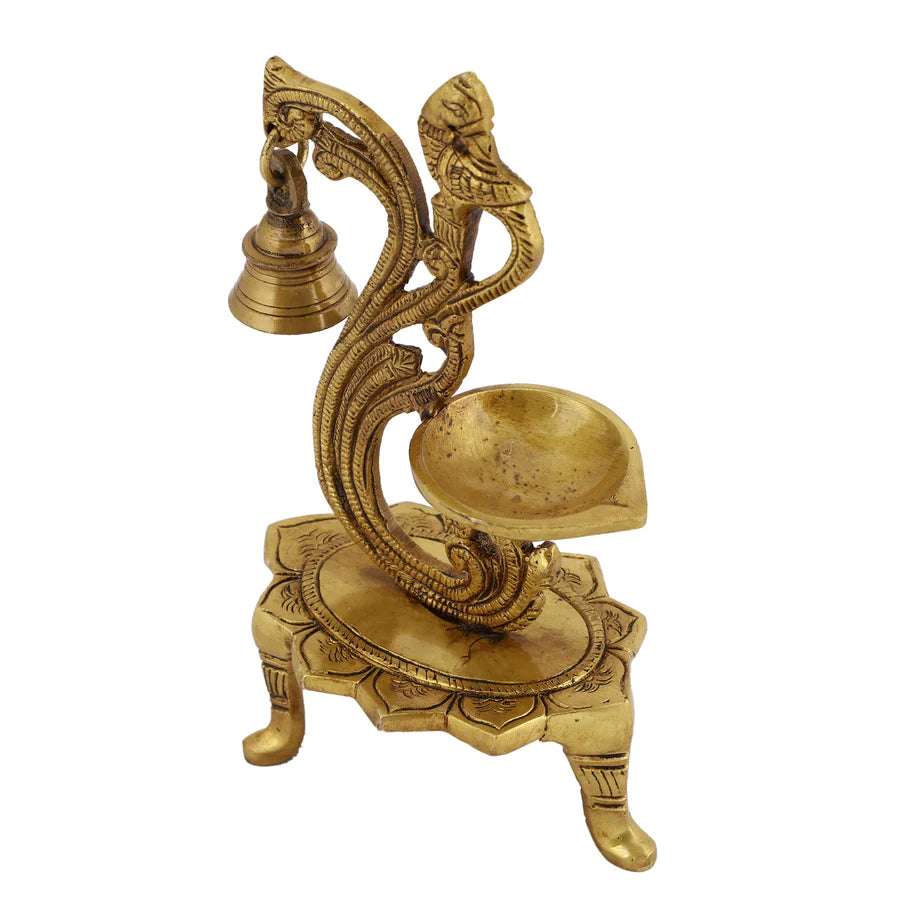 Art Brass Peacock Diya (Type 8)