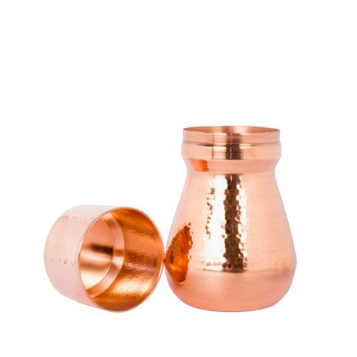 Small Copper Carafe,Table Bedside Carafe bedroom bottle with inbuilt glass