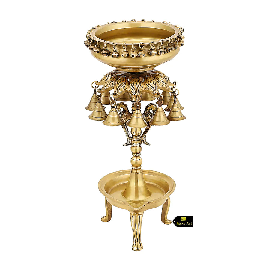 Art Brass Tall Urli Bowl With Bells 19in Light