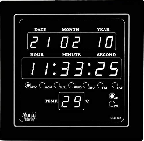 Ajanta Quartz Digital White Led Square Wall Clock