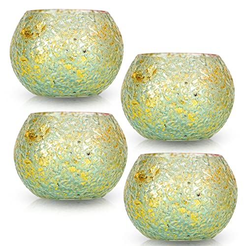 Mosaic Glass Tealight Candle Holders/ Diwali Decoration Items for Home Décor | Pack of 4