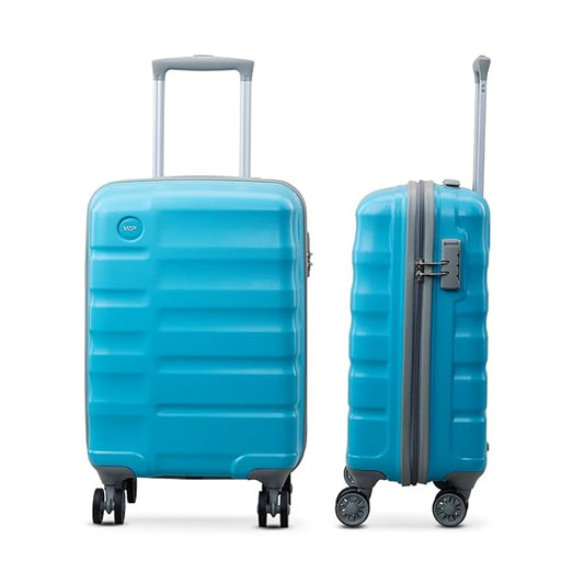 VIP Ceptor Pro Ultra Strong Polycarbonate Hard Sided Cabin Luggage Spinner Dual Wheels with Anti-Theft Zipper (Cabin, 55cm, Oscar Blue)
