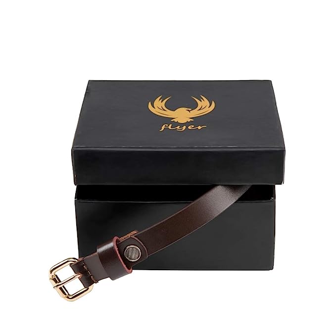 Flyer Leather belt for Women/girls Formal/Casual (Colour - Brown/Black/Tan) Buckle Adjustable Size Genuine Leather (B014)