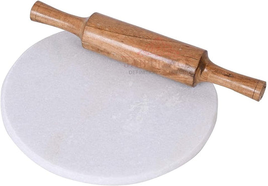 Indian White Marble Roti Maker with Wooden Belan/White Marble Chakla