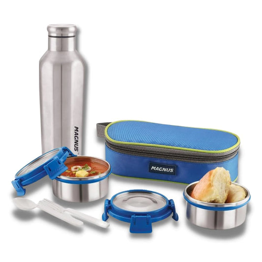 2 Deluxe Stainless Steel LunchBox with Stainless Steel Bottle (900ml)