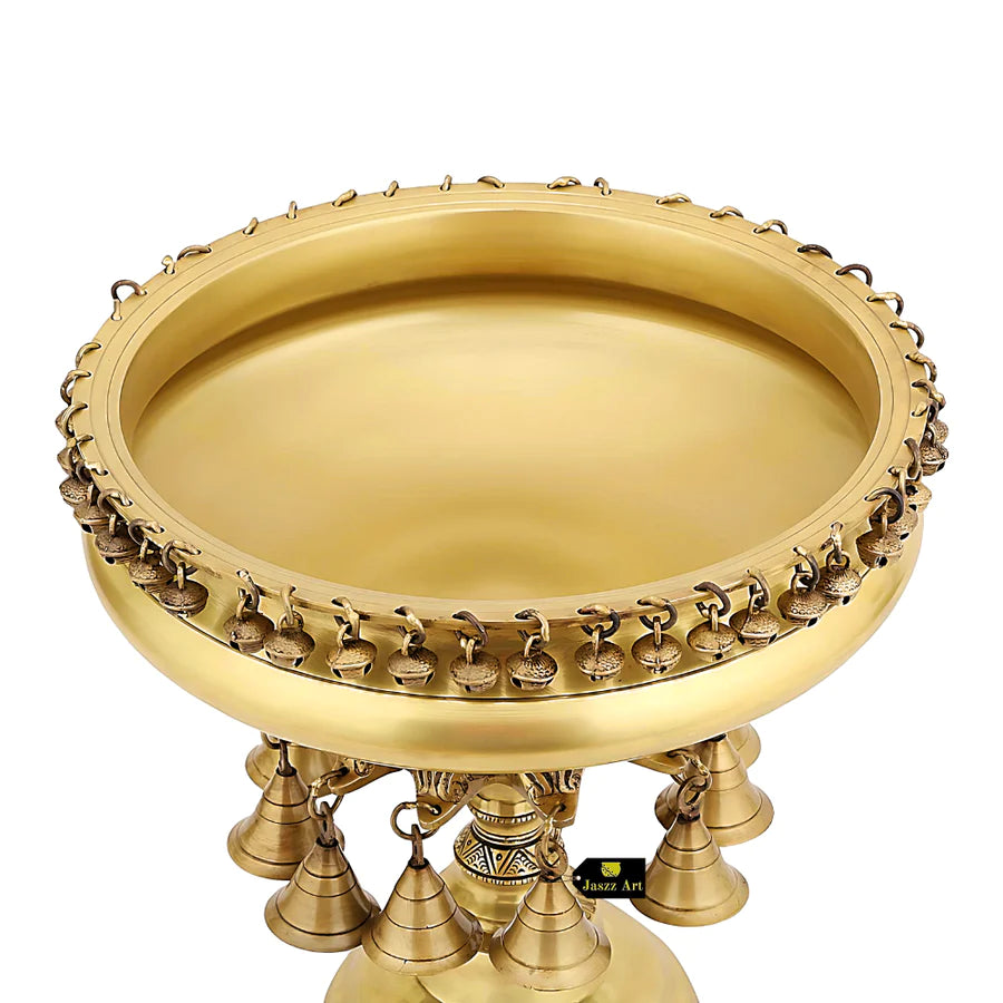 Art Brass Urli Bowl with Bells Ethnic Temple Room