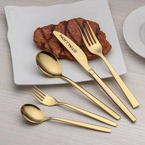 5pc Gold Plated Stainless Steel Cutlery Set
