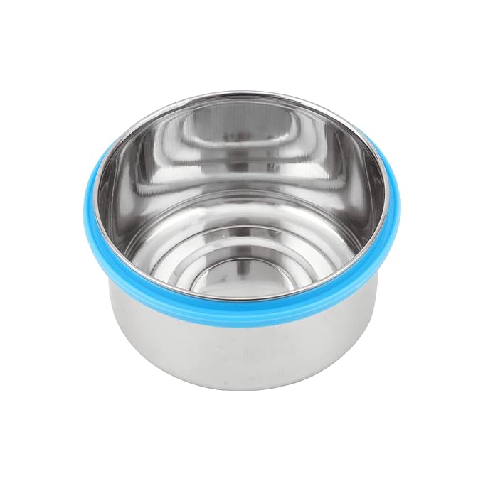 Ankaret Clip Lock Airtight Leakproof Stainless Steel Storage Container, 330 ml, Blue (Set of 4)