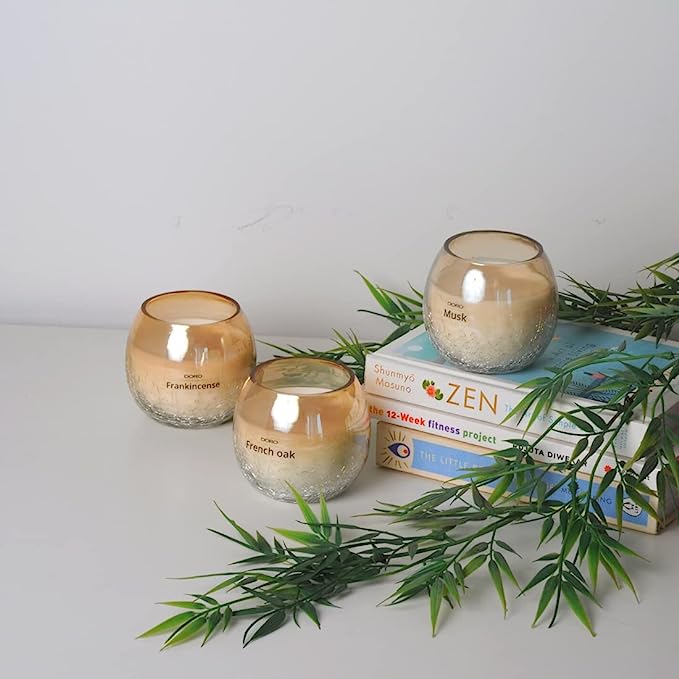 Scented Soy Candle, Crackle Glass, Burn time 25-30 hrs