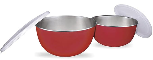 Diamond Microwave Safe Stainless Steel Bowls 16cm 850ml (Set of 2)