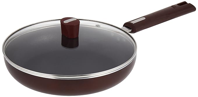 Non Stick Fry Pan with Lid, 3 mm, Maroon