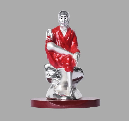999 Silver Plated Sai Baba Idol For Home Decoration, Car Dashboard, Gift