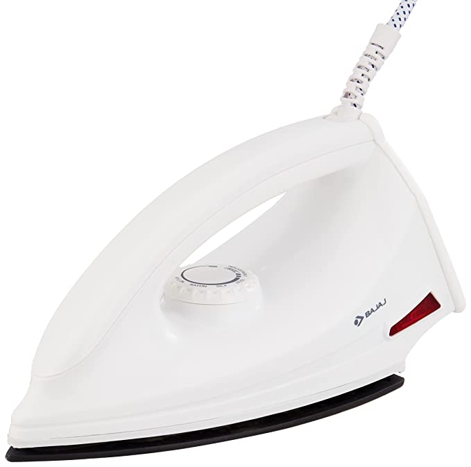 Bajaj DX-6 1000W Dry Iron with Advance Soleplate and Anti-bacterial German Coating Technology, White