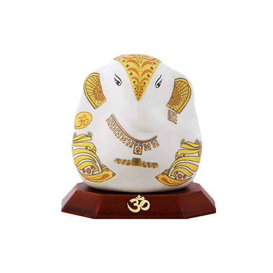 Blessing a Multi Colored Statue of Ceramic Ganesha G1 Idol for Car Dashboard