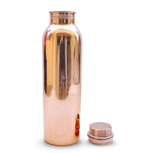 Copper Water Bottle, 1000ML, Set of 1, Brown