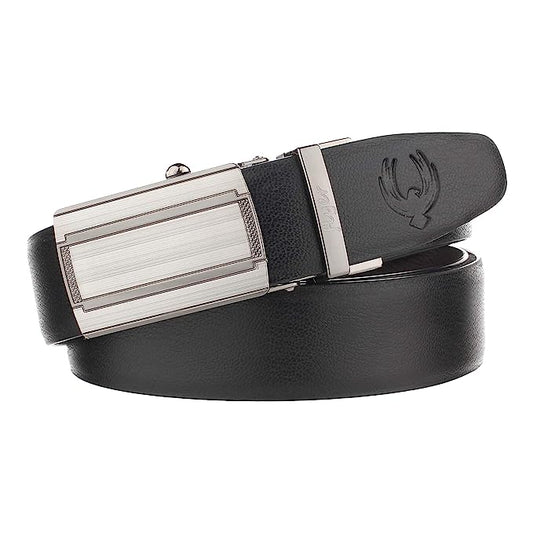 Flyer Men's PU Leather Reversible belt (Formal/Casual) (Colour -Black & Brown) Rotating Auto Lock Buckle PU Leather Adjustable Size (RP2435)