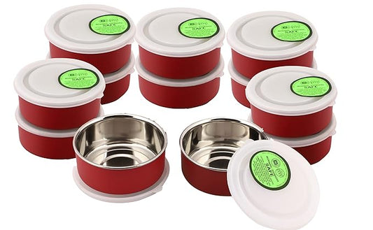 Diamond Microwave Safe Stainless Steel 10cm Bowls of Capacity 210ml Each to Store Food in Plastic Free Container