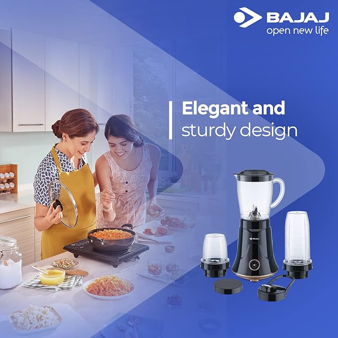 Bajaj Nx-01, Powerful 300W Mixer Grinder, Blender, Juicer And Smoothie Maker With Sipper And Store Lids