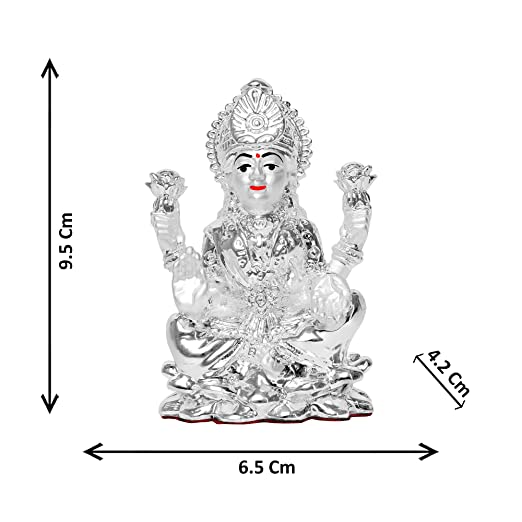 Silver Plated Laxmi Ganesha Idol For Home Decor, Worship, Festival Gift (9.5 X 6.5 CM)