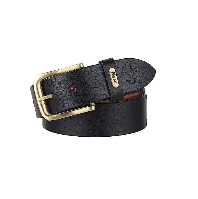 Flyer Men's Leather belt (Formal/Casual) (Colour -Brown/Black) Buckle Adjustable Size Genuine Leather (B908) (Pack of 1)