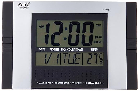 Ajanta Quartz Plastic Rectangle Digital Alarm Wall Clock