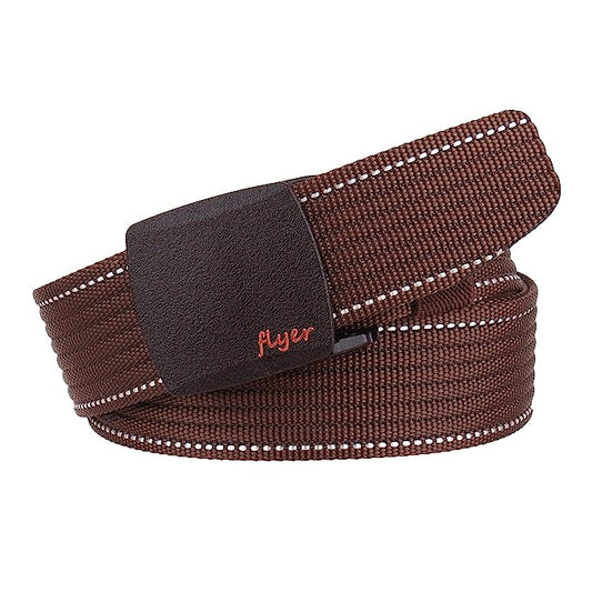 Flyer Men's Tactical canvas nylon Belt (Color- Black/Brown/Blue/Grey/Green/Cream) (Military/Army) Webbing belt with Plastic buckle (Free from Holes) (Free Size) (B2848)