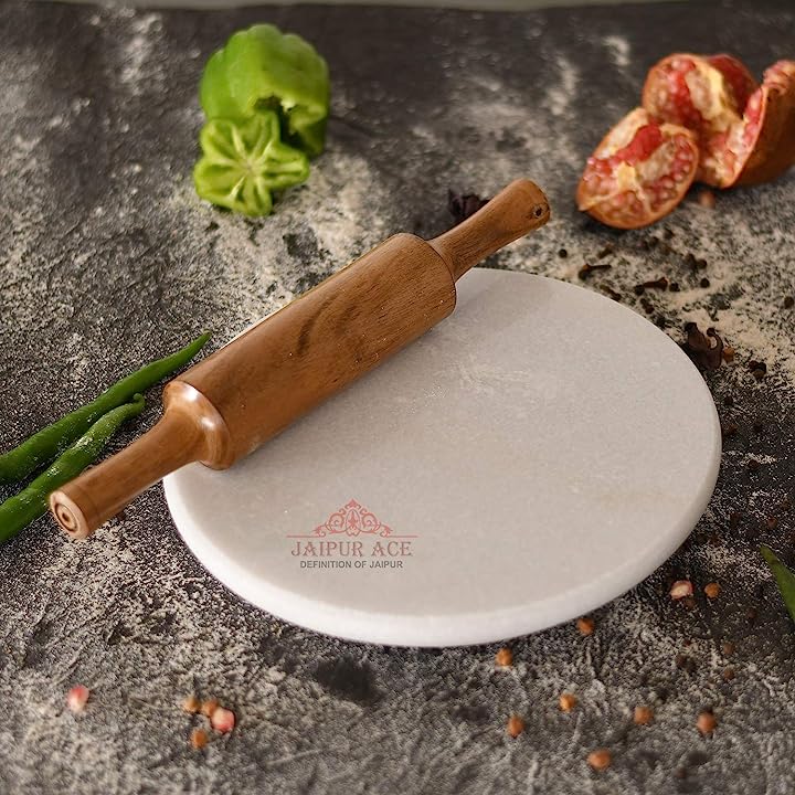 Indian White Marble Roti Maker with Wooden Belan/White Marble Chakla