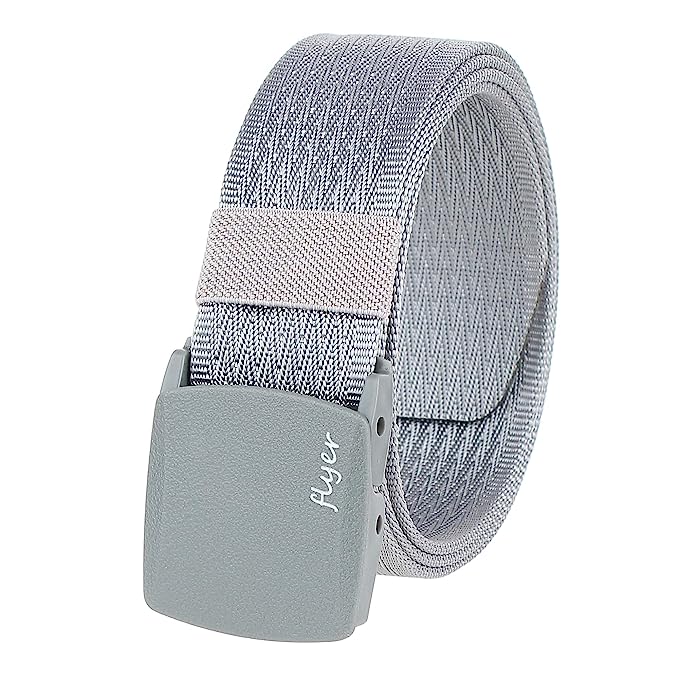 Flyer Men's Tactical canvas nylon Belt (Colour- Black Brown/Blue/Grey/Green/Cream) (Military/Army) Webbing belt with Plastic buckle (Free from Holes) (Free Size) (B2846)
