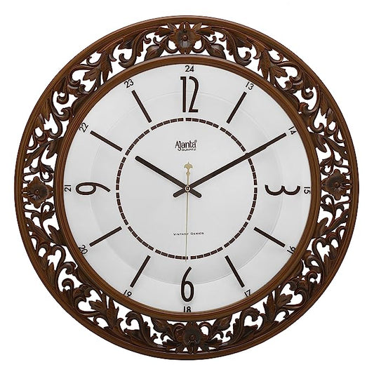 Ajanta Plastic Vintage Series 16 Inches Silent Sweep Movement Wall Clock