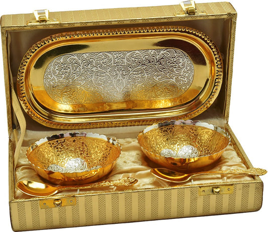 Brass Gold Plated Bowl Set Best for Birthday, Anniversary, Diwali (Gold Plated)