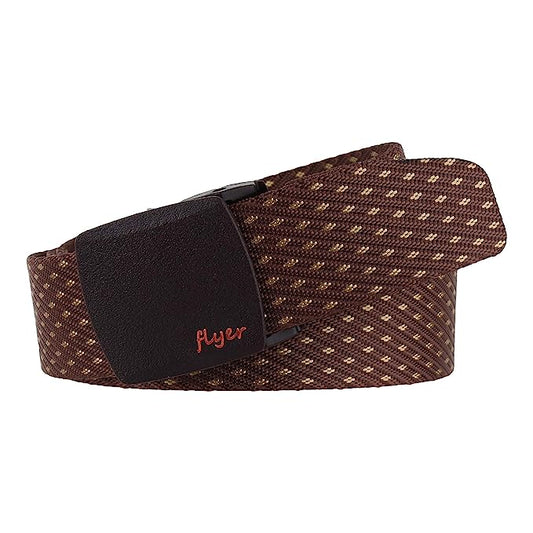 Flyer Men's Tactical canvas nylon Belt (Colour- Black/Brown/Grey/Beige) (Military/Army) Webbing belt with Plastic buckle (Free from Holes) (Free Size) (B2842)