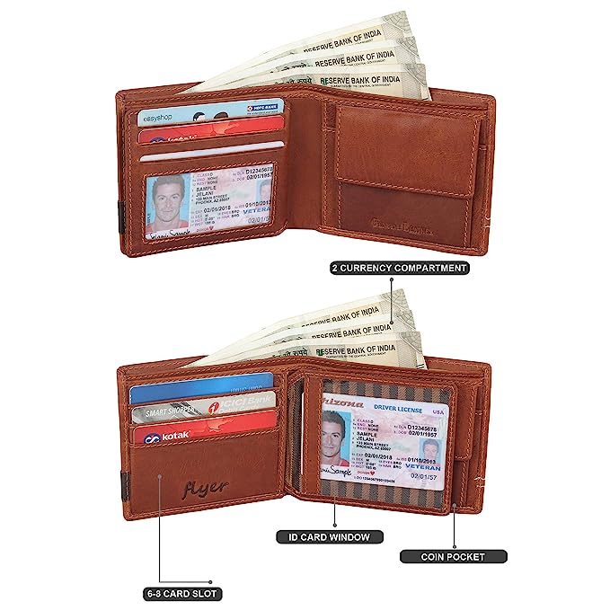 Flyer Men's Leather wallet (Color - Tan) Genuine Leather