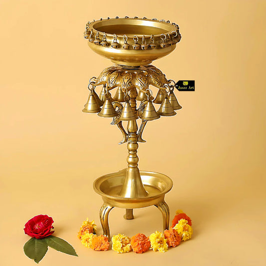 Art Brass Tall Urli Bowl With Bells 19in Light