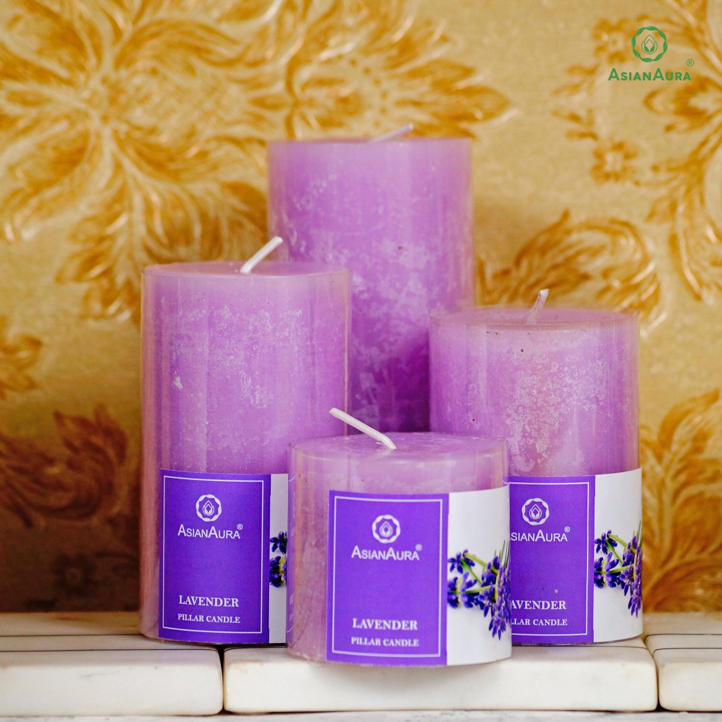 Lavender Scented Pillar Candle Gift Set (Pack of 4)