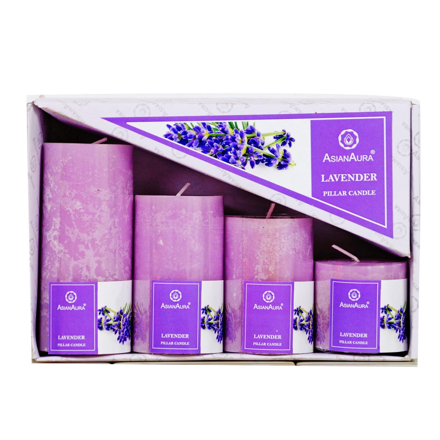 Lavender Scented Pillar Candle Gift Set (Pack of 4)