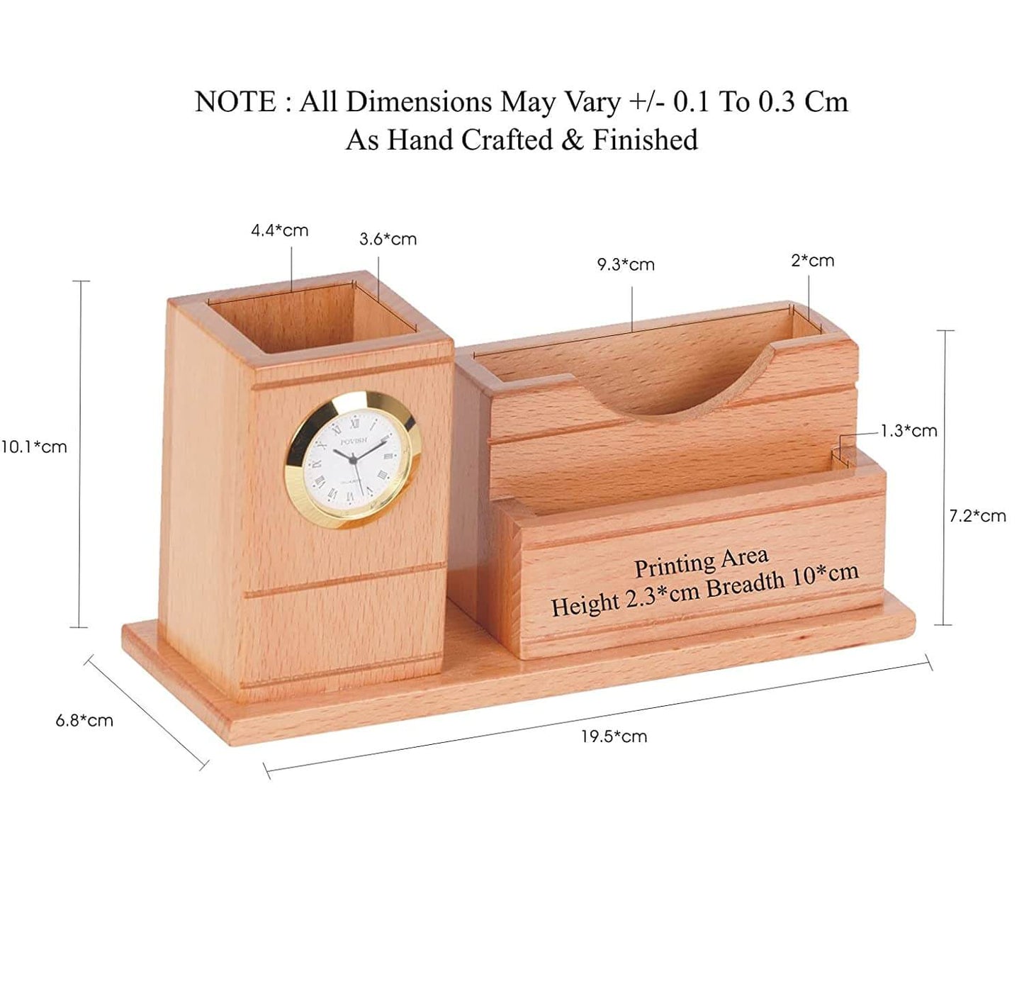 Wooden Pen Holder with Watch, Visiting Card, Mobile Phone Holder