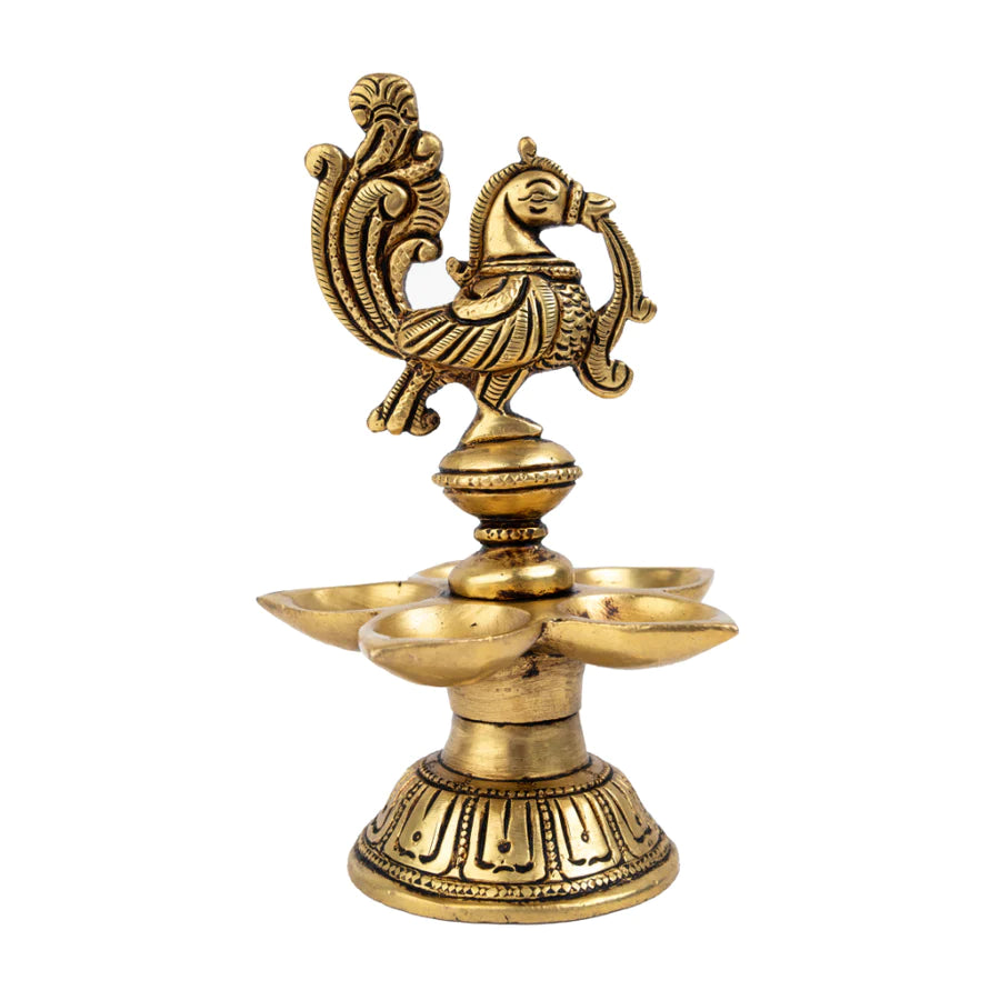 Art Brass Peacock Panch Mukhi 5 Diya