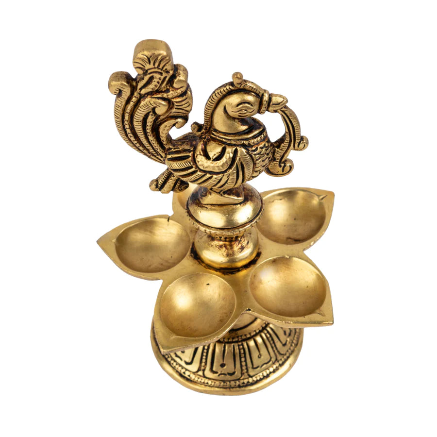 Art Brass Peacock Panch Mukhi 5 Diya