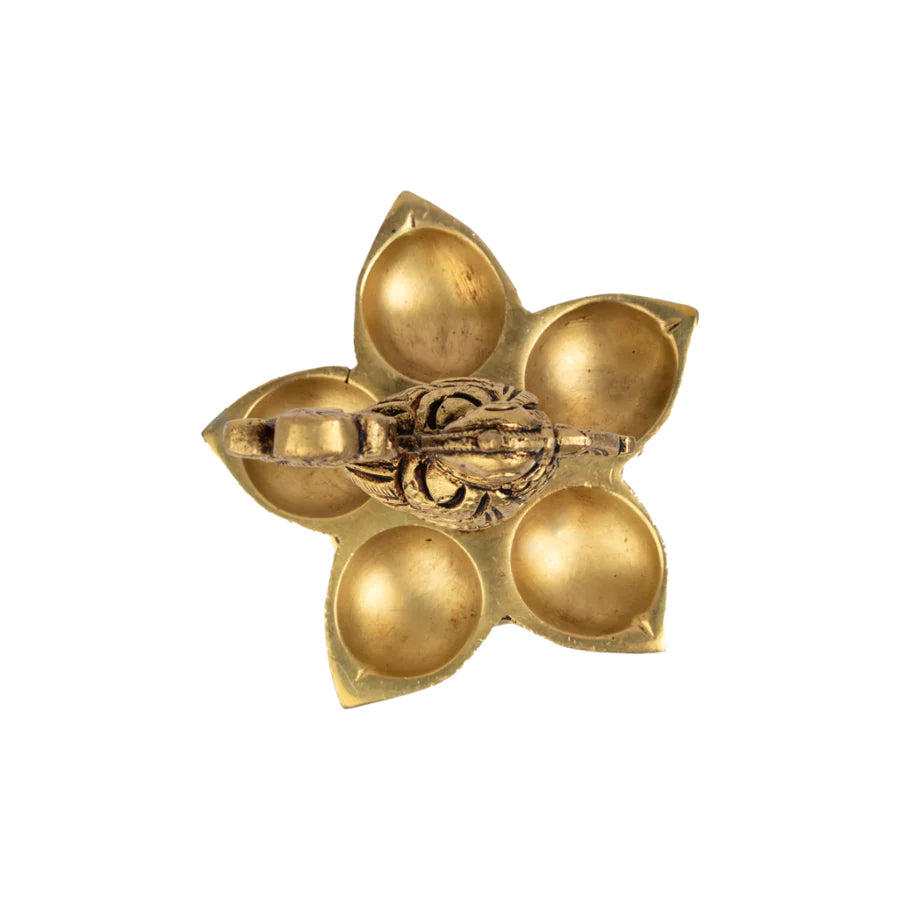 Art Brass Peacock Panch Mukhi 5 Diya