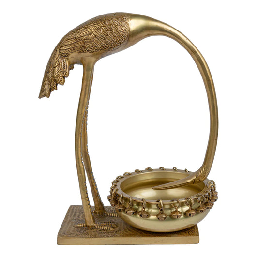 Art Brass Crane Bird Urli Bowl